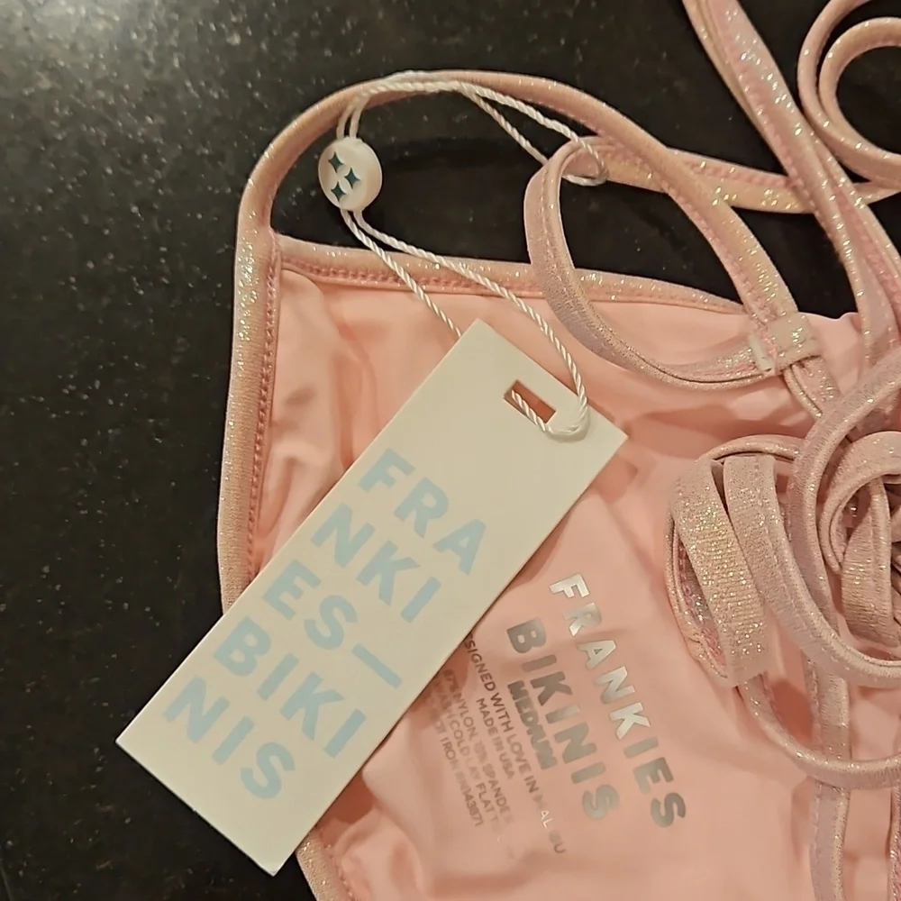 💕FRANKIES BIKINIS💕 Jamilla Iridescent String Top ~ Gilded Angel Medium M NWT